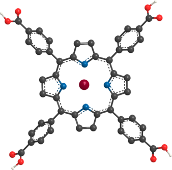 Molekülstruktur von Kupfer-meso-tetra(carboxyphenyl)porphyrin, Cu-TCPP